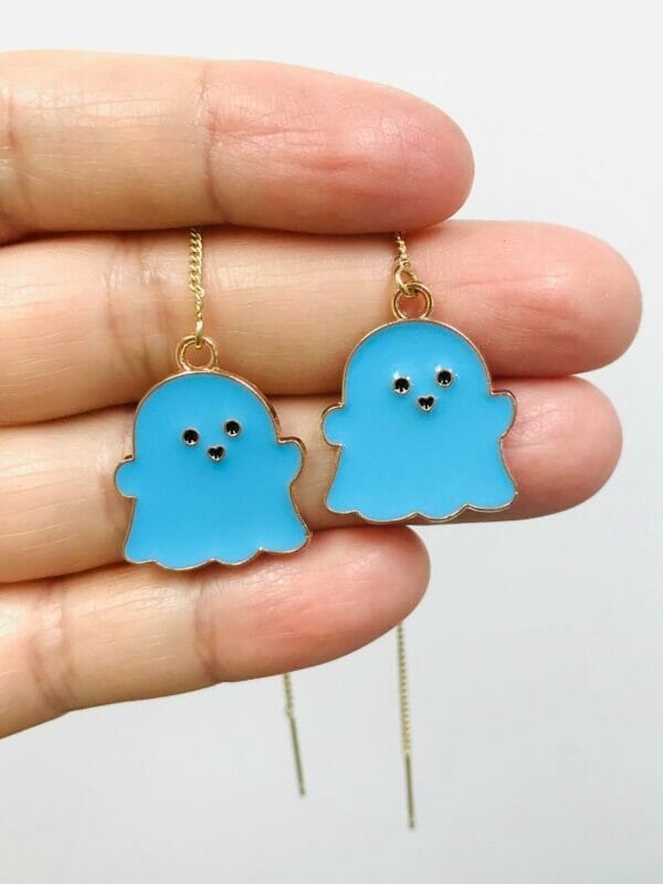 Halloween Blue Ghost Threaders Earrings