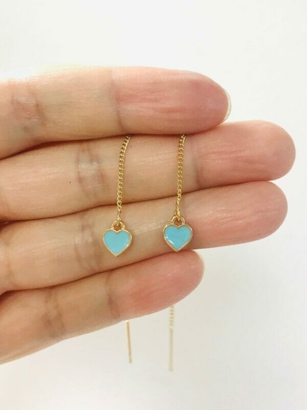 Dainty Heart Threader Earrings
