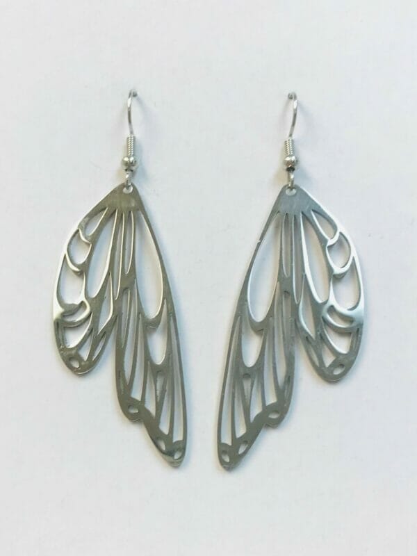 butterfly_wing_earrings Silver Butterfly Wing Moon Phase Earrings, Dragonfly Wing Fantasy Earrings