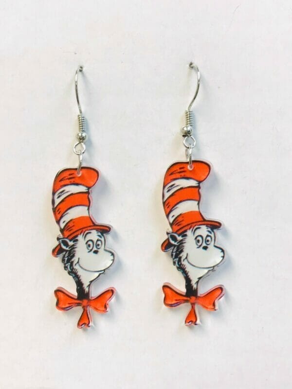 Acrylic Cat In The High Hat Earrings