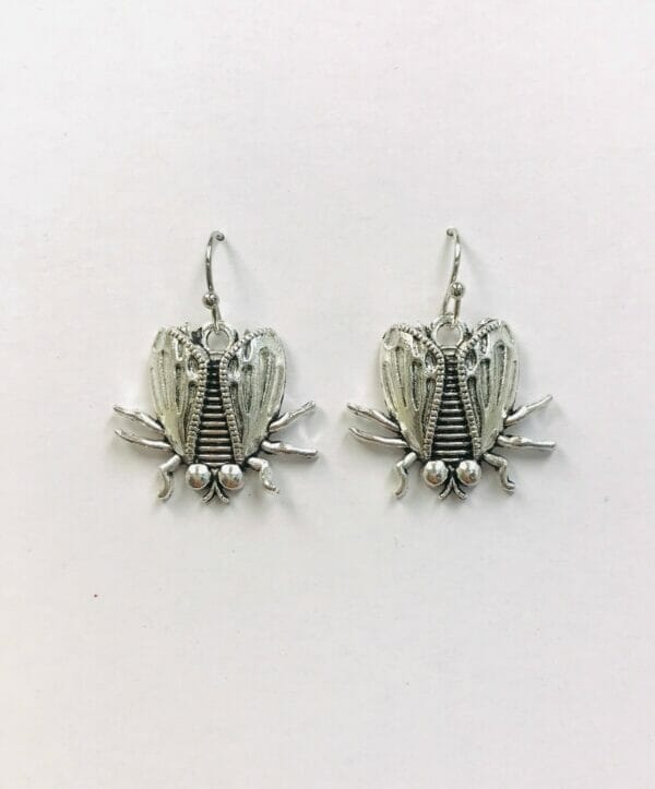 cicadaearringssilver Silver Cicada Earrings - Goth Insect Earring - Cartilage Bug Jewelry - Wiccan Moon Phase Jewelry, Moon Phase Moth Gift for Her
