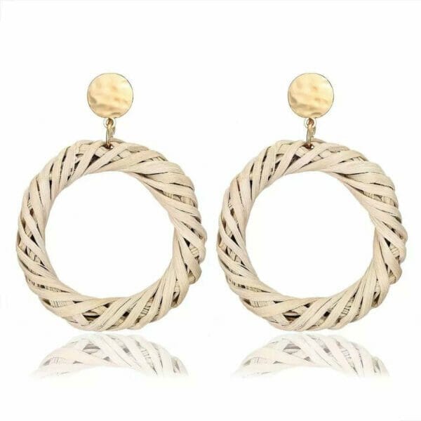 circle_hoop_woven_earring Round Circle Drop rattan woven earring wholesale