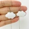 White Cloud Threader Earrings
