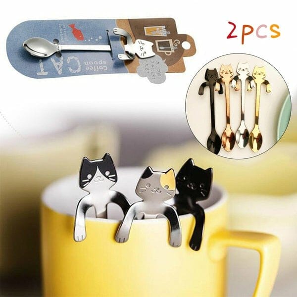 cat coffee spoons