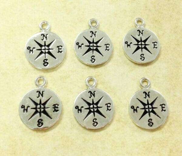 5 Pcs Compass Charms