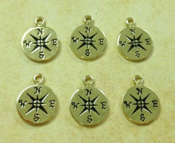compass_charm_gold 5 Pcs Compass Charms