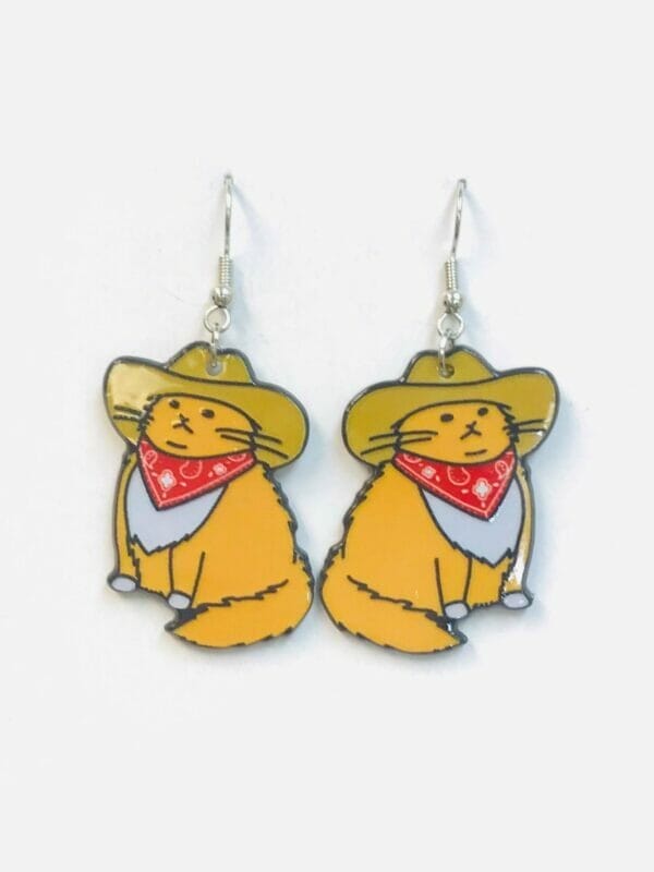 cowboy_cat_earrings Acrylic Cowboy Cat Earrings