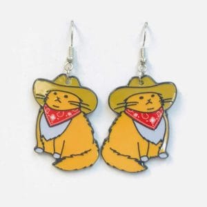 Acrylic Cowboy Cat Earrings