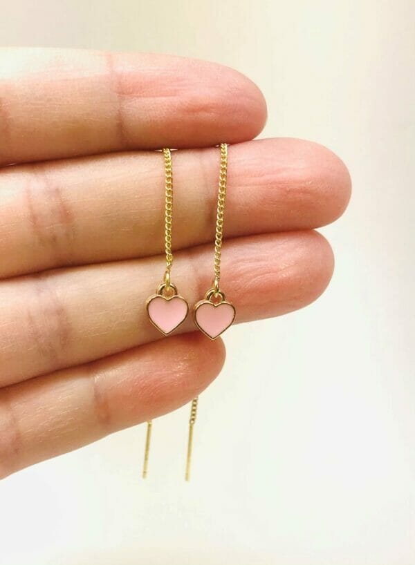 Dainty Heart Threaders Earrings