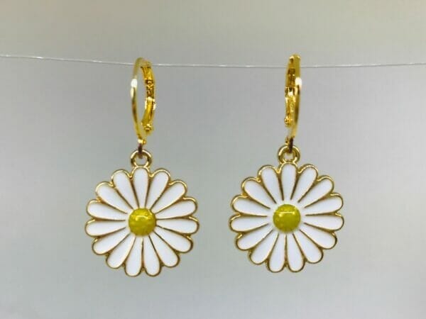 daisyhuggieearrings White Daisy Earrings