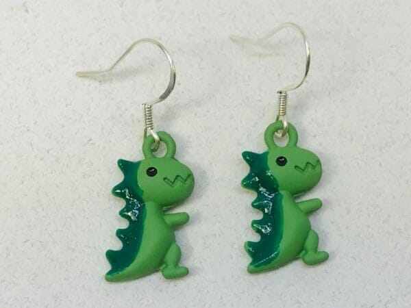 dinosaurgreenearrings Cute Dinosaur Novelty Earrings