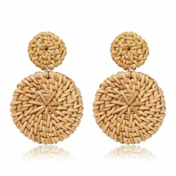 double_disc_hoop_earrings Double Disc Woven Wicker Hoop Earrings