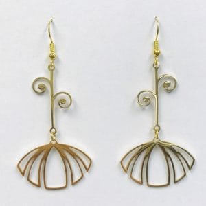 2pairs Gold Dry Flower Earrings