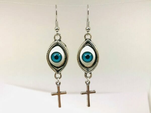 evileyecrossearrings Cross Against Evil Earrings Protection Evil Eye