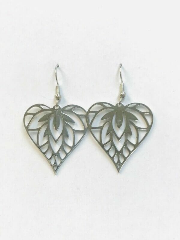 flora_heart_earrings_silver Silver Flower Heart Earrings, Flora Heart Earrings