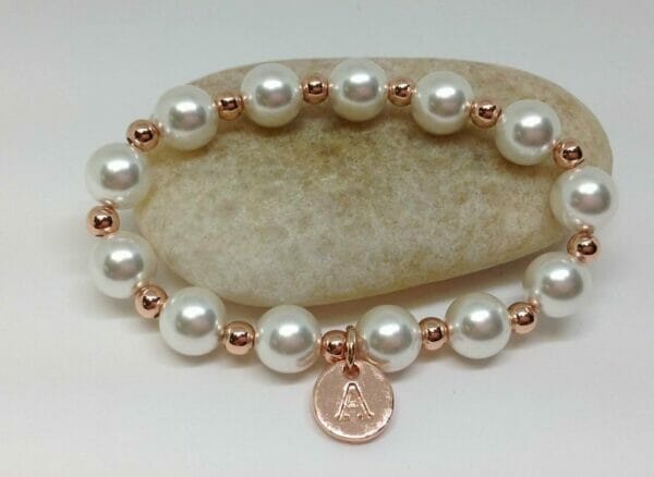 flowergirl_elastic_bracelet Flower Girl Pearl Elastic bracelet Rose Gold