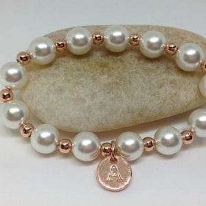 Flower Girl Pearl Elastic bracelet Rose Gold