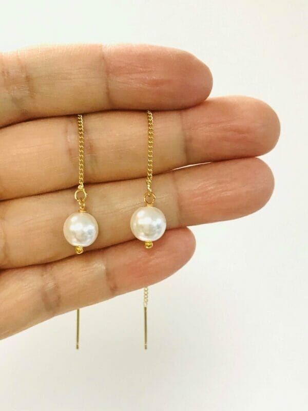 freshwaterpearlthreaderearrings Wholesale Pearl Threader Earrings