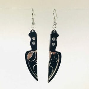Ghost Face Acrylic Knife Earrings