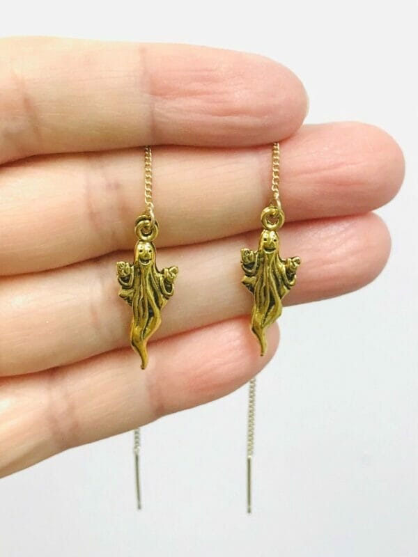 Halloween Gold Ghost Threaders Earrings