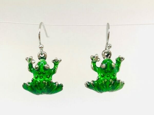 greenfrogearring Green Frog Earrings