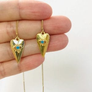 Evil Eye Threader Earrings Protection