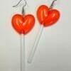 red resin heart earrings