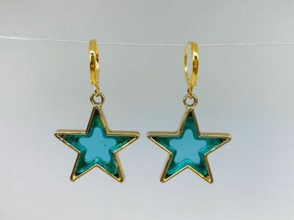 huggiestarearringsblue Green Star Earrings, Novelty Earrings