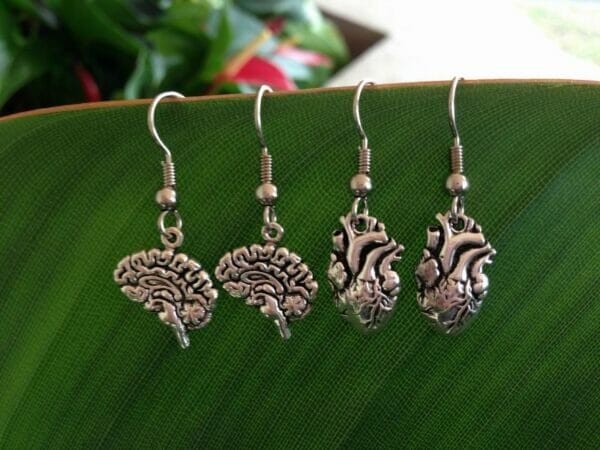 human_organs_earrings_Brain_or_Heart Human Organs Brain Earrings, Heart Earrings