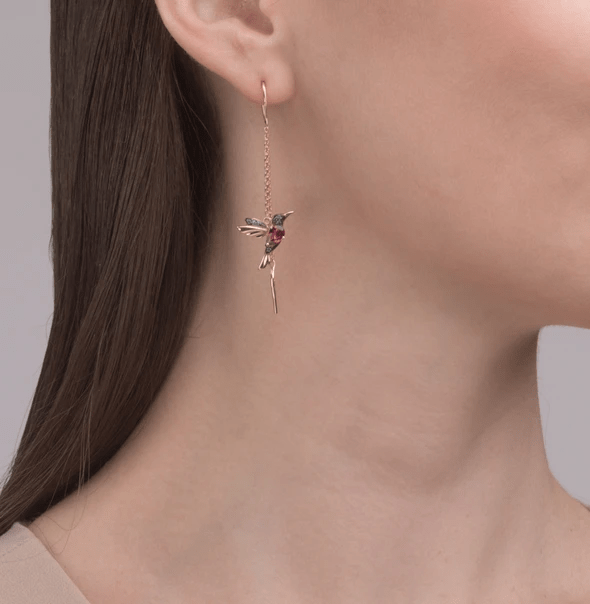 hummingbirdearringbohostylehippiejewelry Gold Hummingbird Threaders Earrings Wholesale
