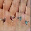 hummingbirdthreaderearring Gold Hummingbird Threaders Earrings Wholesale