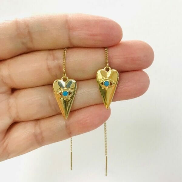 Evil Eye Threader Earrings Protection