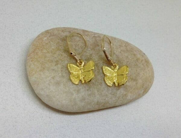 levelbackgoldbutterflyearrings Tiny Gold Butterfly Earrings