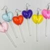 colorful resin heart hearrings