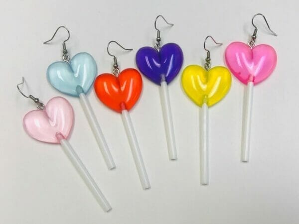 colorful resin heart hearrings