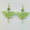 Acrylic Green Moth Earrings, New Beginning Earrings