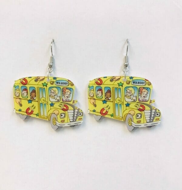 magic_school_bus_earrings Magic School Bus Earrings, Happy Kids Earrings