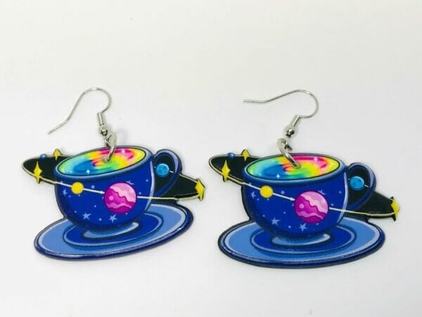 magician_coffee_earrings_planet Satellite Coffee Acrylic Earrings Planet