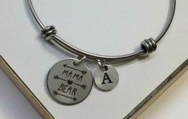 Mama Bear Stainless Steel Charm Bangle