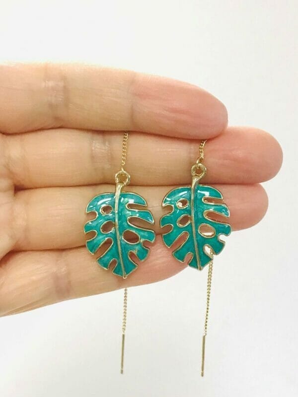 monsteraleafthreaderearrings Monstera Leaf Threader Earrings