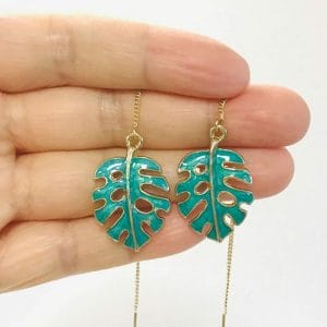monsteraleafthreaderearrings Monstera Leaf Threader Earrings