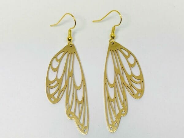 mystic_butterfly_earrings Gold Butterfly Wing Moon Phase Earrings, Dragonfly Wing Fantasy Earrings