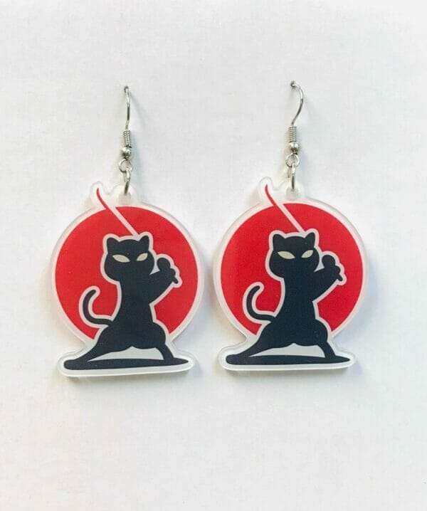ninja_cat_earrings Ninja Cat Acrylic Earrings | Samurai Cat Earrings