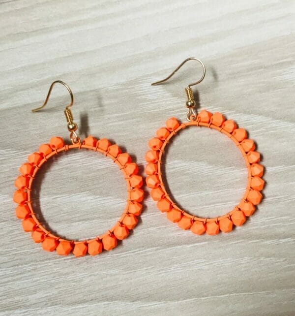 Yellow Circle Woven Hoop Earrings