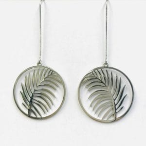 Silver Mostera Leaf Earrings, Palm Leaf Earring