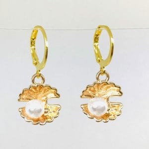 pearlinclamearrings Gold Color Pearl Shell Earrings