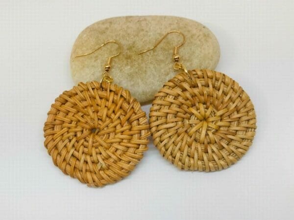 rattancircleearrings Double Disc Woven Wicker Hoop Earrings