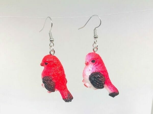 red_bird_earrings Resin Bird Earrings, Spring Cardinal Earrings, Blue Bird Earrings, Red Bird | Green Bird