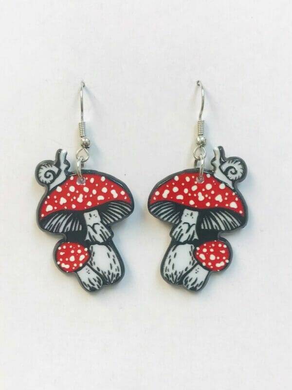 red_mushroom_earring Snail On Top of Red Mushroom Earrings