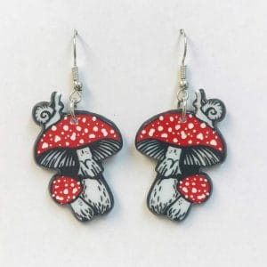 Snail On Top of Red Mushroom Earrings